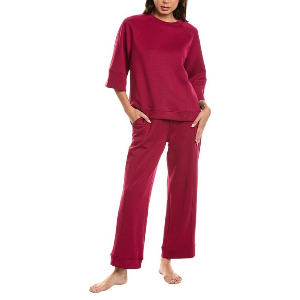 Marion Womens  2Pc Air Scuba Sweatshirt & Pant Set, Pink